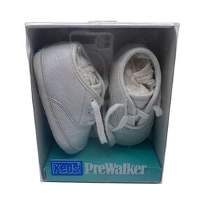 Vintage 1989 NIB Keds PreWalker Toddler Leather White Baby Shoes Size 2M